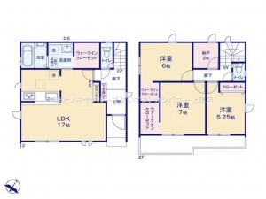 桶川市末広、新築一戸建ての間取り画像です