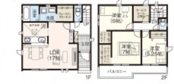 桶川市末広、新築一戸建ての間取り画像です