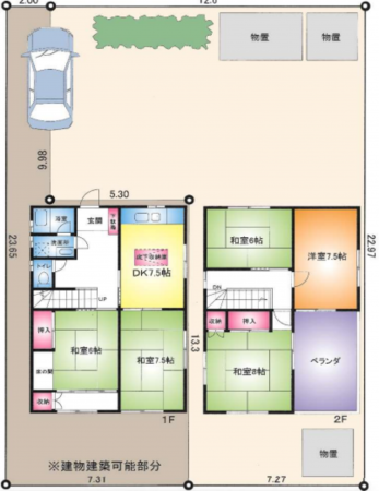 桶川市大字小針領家、中古一戸建ての間取り画像です