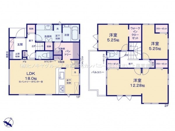 桶川市上日出谷南、新築一戸建ての間取り画像です