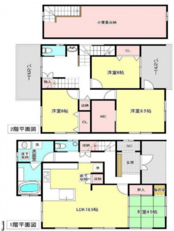 上尾市大字大谷本郷、中古一戸建ての間取り画像です