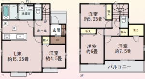 上尾市原市北、新築一戸建ての間取り画像です