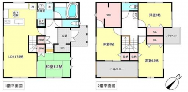 上尾市壱丁目東、中古一戸建ての間取り画像です