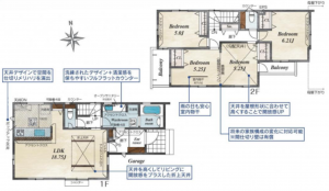 上尾市大字瓦葺、新築一戸建ての間取り画像です