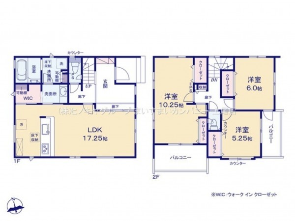 上尾市大字瓦葺、新築一戸建ての間取り画像です
