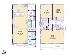 上尾市大字瓦葺、新築一戸建ての間取り画像です