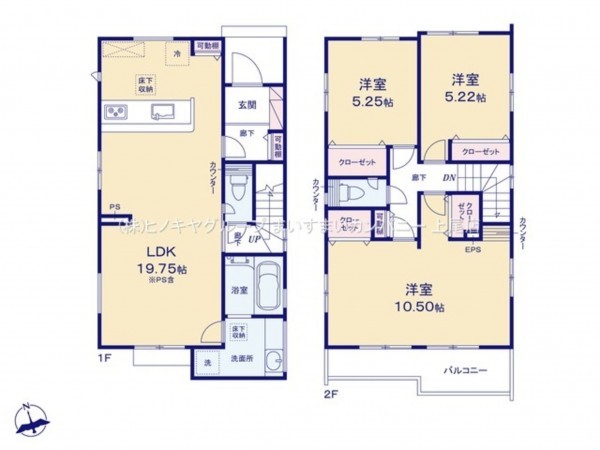 上尾市大字瓦葺、新築一戸建ての間取り画像です