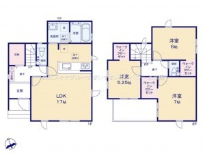 上尾市大字上、新築一戸建ての間取り画像です