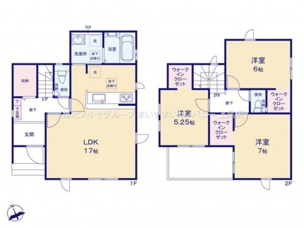 上尾市大字上、新築一戸建ての間取り画像です