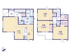 上尾市大字上、新築一戸建ての間取り画像です