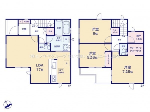 上尾市大字上、新築一戸建ての間取り画像です
