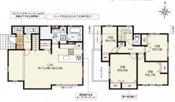 上尾市大字今泉、新築一戸建ての間取り画像です