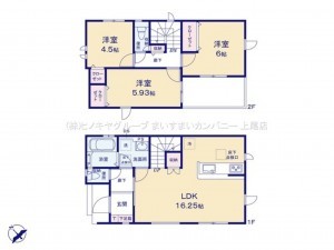 上尾市西宮下、新築一戸建ての間取り画像です