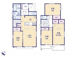 上尾市大字上、新築一戸建ての間取り画像です