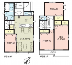 上尾市大字上、新築一戸建ての間取り画像です