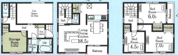 上尾市本町、新築一戸建ての間取り画像です