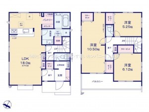 上尾市向山、新築一戸建ての間取り画像です