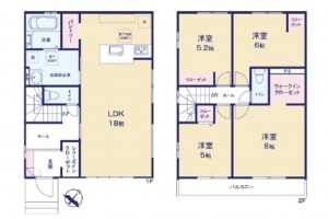 上尾市浅間台、新築一戸建ての間取り画像です
