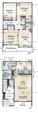 上尾市浅間台、新築一戸建ての間取り画像です