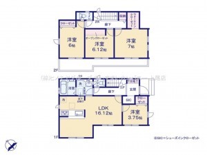 上尾市大字原市、新築一戸建ての間取り画像です