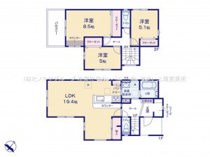 上尾市中妻、新築一戸建ての間取り画像です