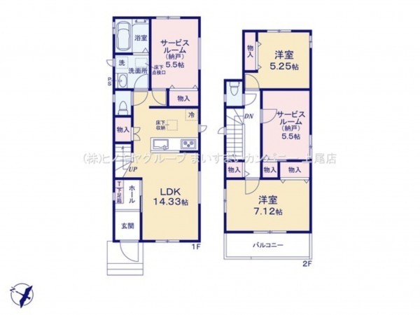 上尾市西宮下、新築一戸建ての間取り画像です
