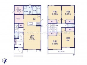 上尾市西宮下、新築一戸建ての間取り画像です