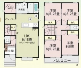 上尾市西宮下、新築一戸建ての間取り画像です