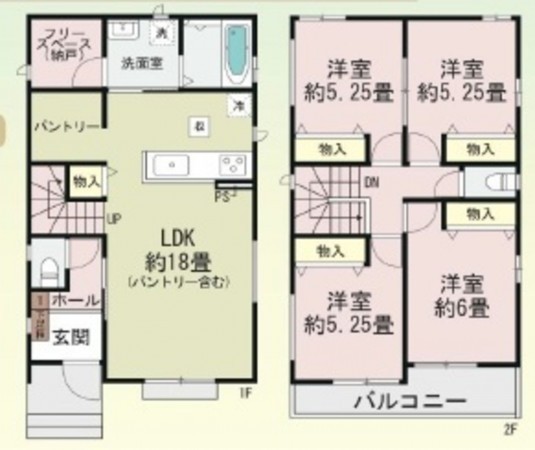 上尾市西宮下、新築一戸建ての間取り画像です