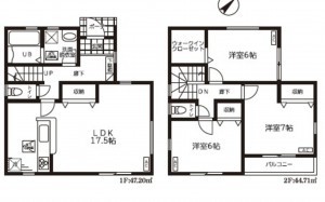上尾市浅間台、新築一戸建ての間取り画像です