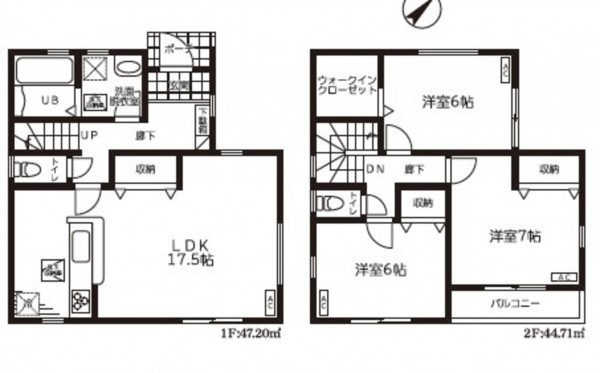 上尾市浅間台、新築一戸建ての間取り画像です