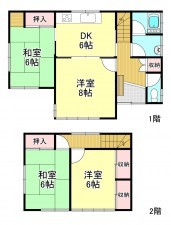 越生町如意、中古一戸建ての間取り画像です