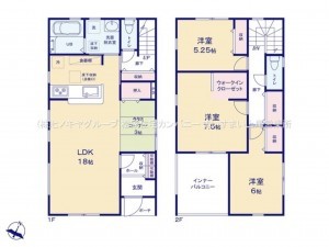 桶川市末広、新築一戸建ての間取り画像です
