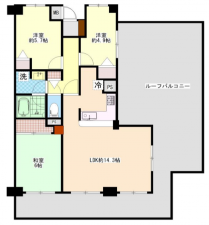 桶川市西、マンションの間取り画像です