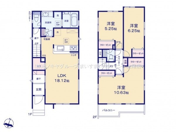 上尾市弁財、新築一戸建ての間取り画像です