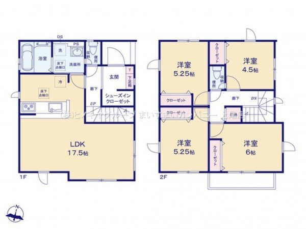 上尾市小泉、新築一戸建ての間取り画像です