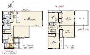 上尾市原市北、新築一戸建ての間取り画像です