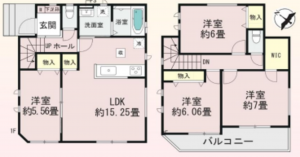 上尾市谷津、新築一戸建ての間取り画像です