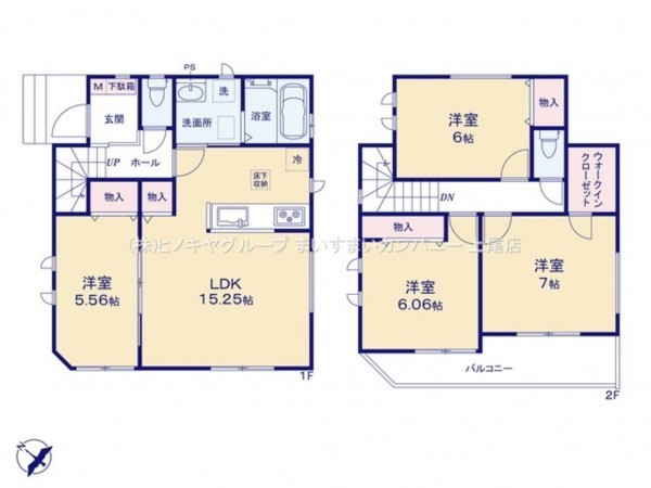 上尾市谷津、新築一戸建ての間取り画像です