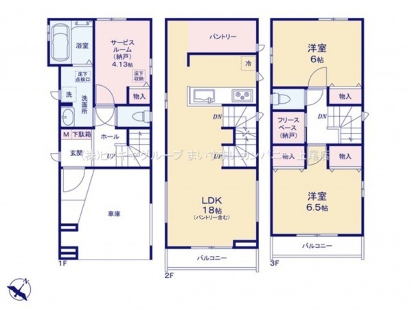 上尾市谷津、新築一戸建ての間取り画像です