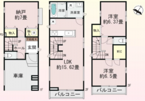 上尾市谷津、新築一戸建ての間取り画像です