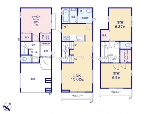 上尾市谷津、新築一戸建ての間取り画像です