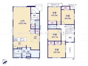 上尾市緑丘、新築一戸建ての間取り画像です