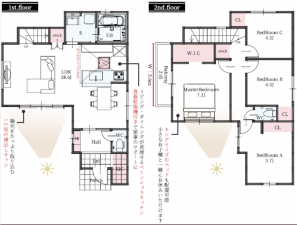 上尾市本町、新築一戸建ての間取り画像です