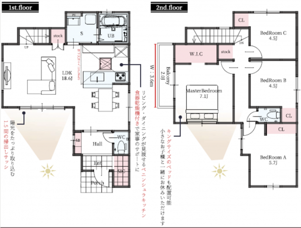 上尾市本町、新築一戸建ての間取り画像です