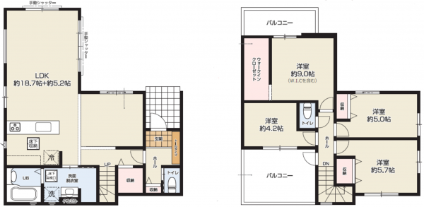 上尾市井戸木、新築一戸建ての間取り画像です