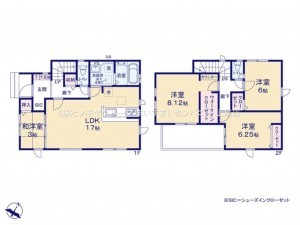 上尾市大字大谷本郷、新築一戸建ての間取り画像です