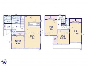 上尾市大字大谷本郷、新築一戸建ての間取り画像です