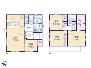 上尾市大字大谷本郷、新築一戸建ての間取り画像です
