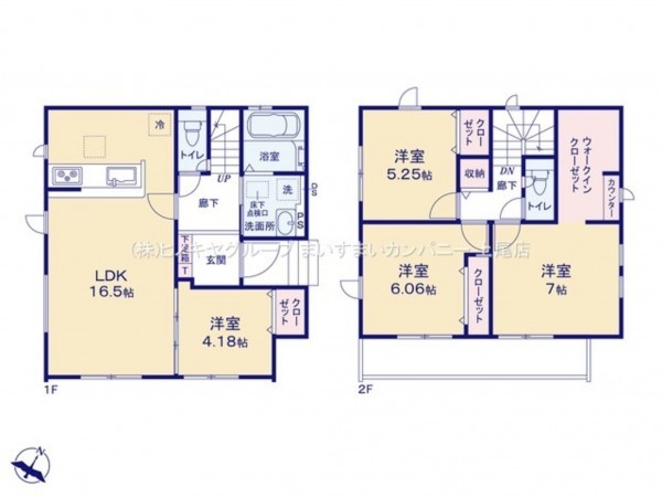 上尾市大字大谷本郷、新築一戸建ての間取り画像です